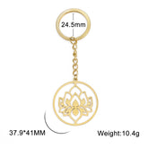 Ring Lotus Pattern Stainless Steel Titanium Key Chain